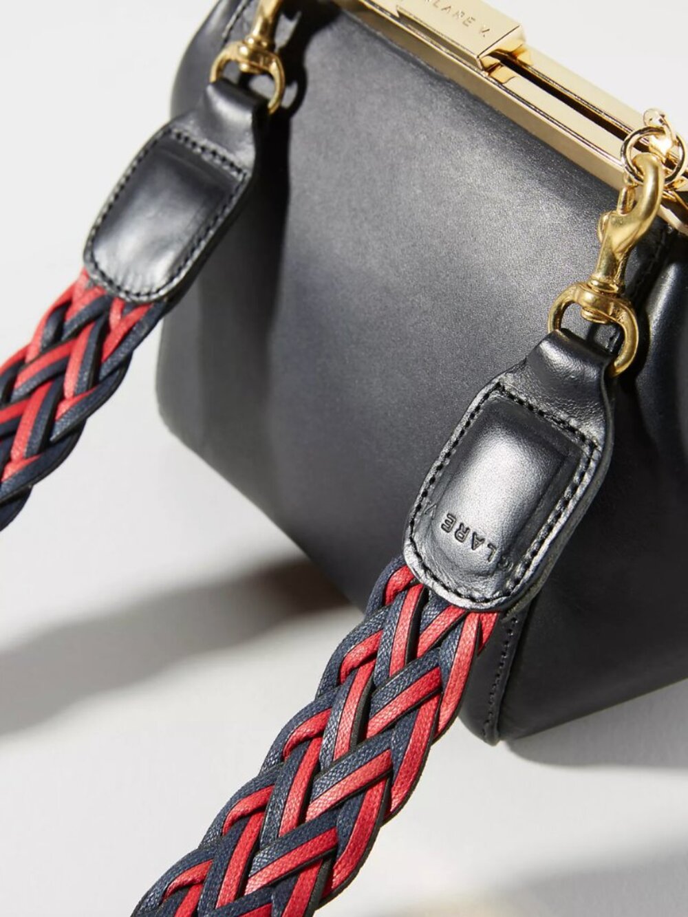 CLARE V Red and Blue Woven Crossbody Bag Strap - Picture 6 of 7